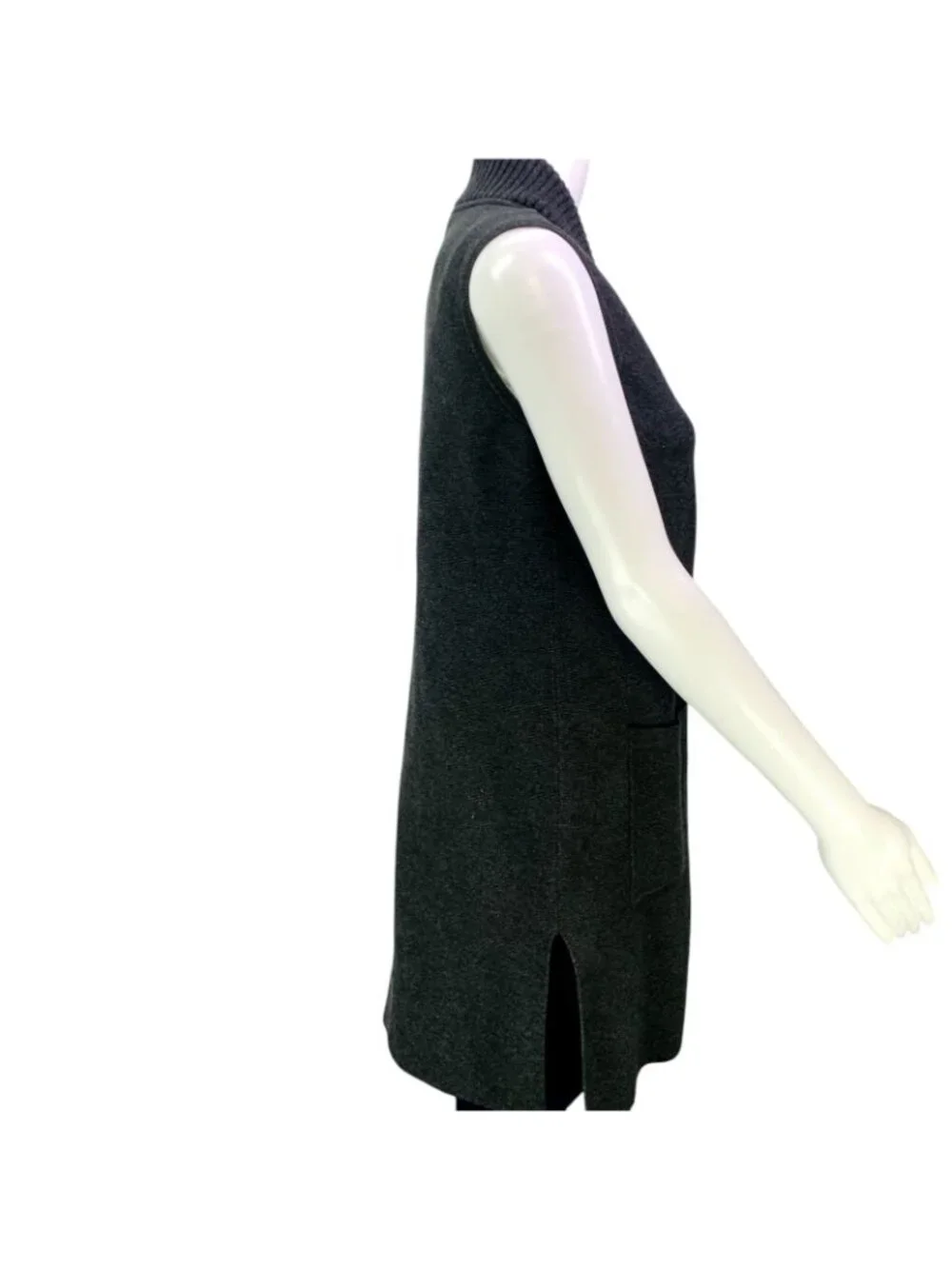 Chicos Womens Pocket Sweater Vest Gray Open Front Duster Size 0 | S - Picture 9 of 15